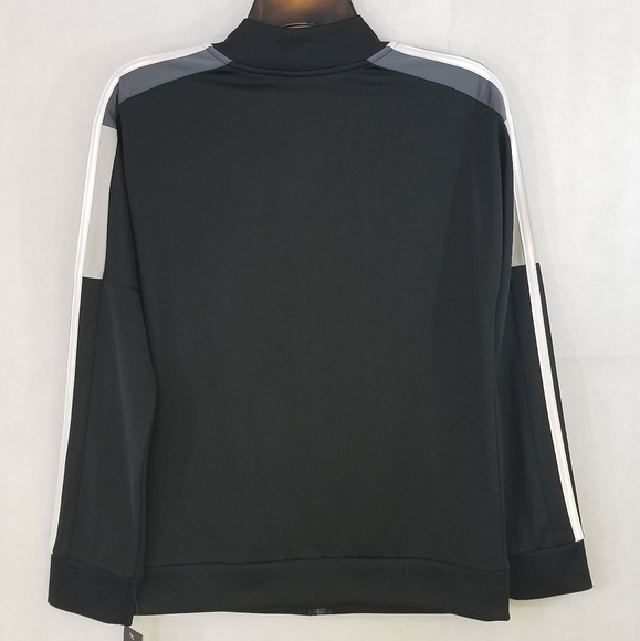 ADIDAS Kids Track Jacket Black & Gray White size Large NEW - Picture 2 of 10